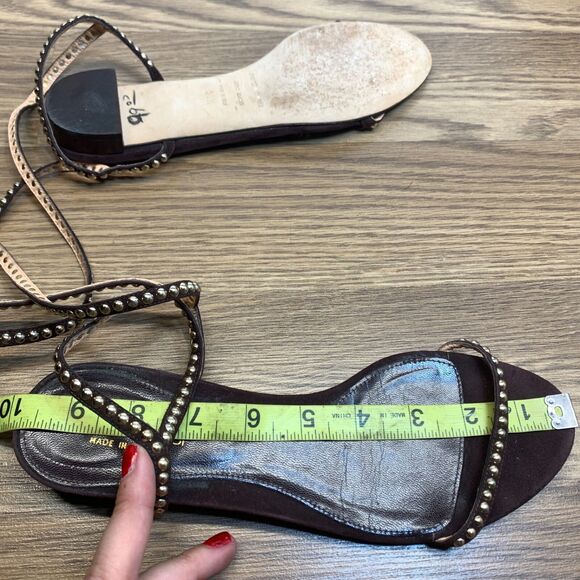 Sergio Rossi Womens Studded Strappy Open Toe Ankle Wrap Sandals Brown Size 38.5 - Picture 11 of 11